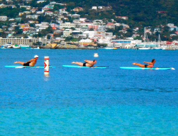 Yoga paddleboard requires balance, strength and focus, as seen in ManAboutWorld gay travel magazine
